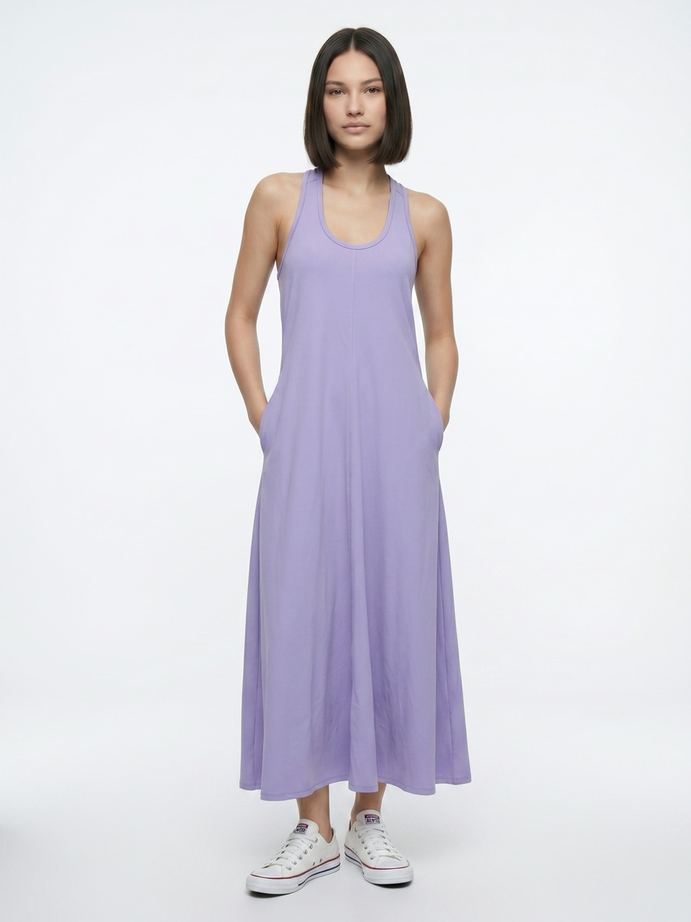 Super flattering lavender racerback midi dress from Joe Fresh Active 💜